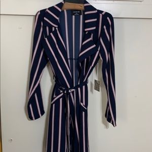 Navy blue with white and pink pink striped blazer